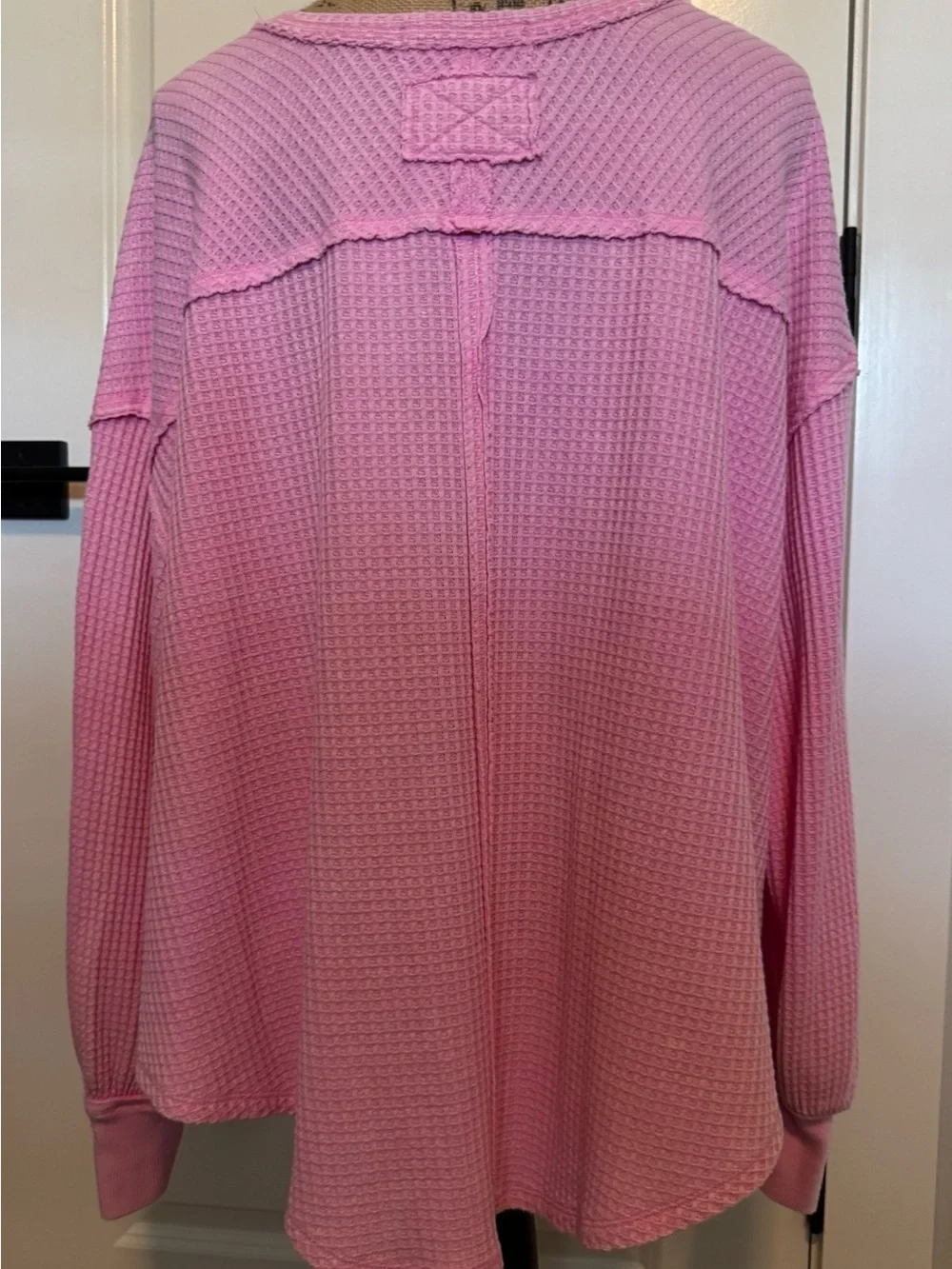 Free People We The Free Coraline Thermal Top Pink Waffle Knit Size XS